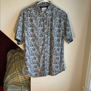 Denim & Flower Men's Floral Blue‎ and White 100% Cotton Shirt